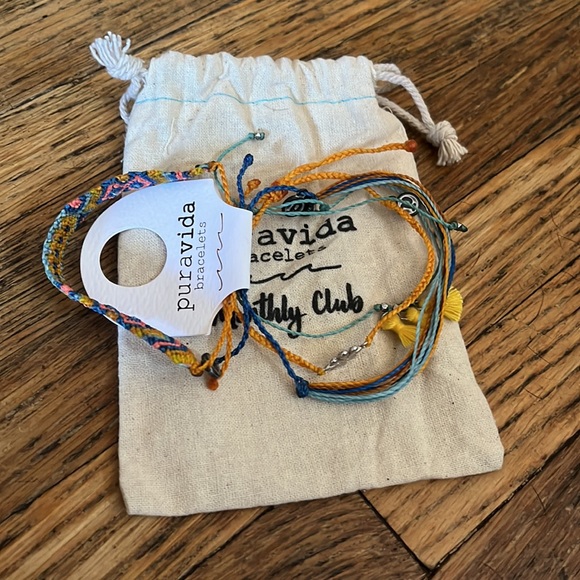 NWT Puravida Bracelet 4 Pack w/Silver Triple Tassel Anklet w/ Jewelry Pouch. - Picture 3 of 5